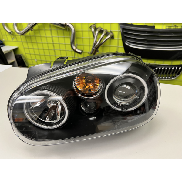 Přední světla VW Golf IV CCFL Angel eyes - černé