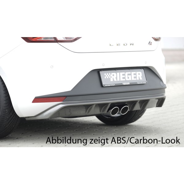 Rieger vložka zadního nárazníku pro Seat Leon FR 5F 3-dvéř. (sc), 5-dvéř. před faceliftem, plast ABS bez povrchové úpravy, pro dvojitou koncovku uprostřed