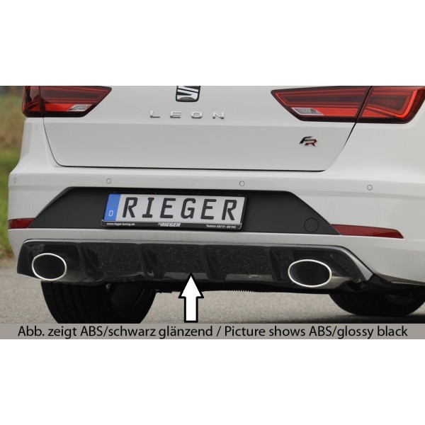 Rieger vložka zadního nárazníku pro Seat Leon FR 5F 5-dvéř. (ST/Combi) po faceliftu, plast ABS bez povrchové úpravy, pro sportovní koncovky na obou stranách 152x95 mm