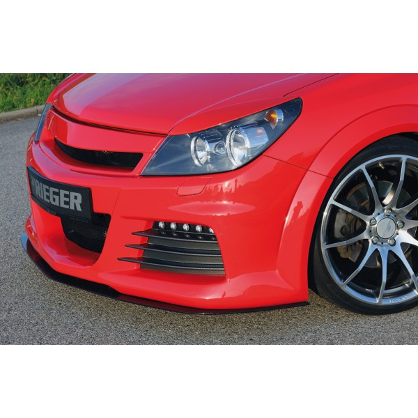 Rieger kompletní přední nárazník pro Opel Astra H vč. GTC, Twin-Top 3-dvéř., 5-dvéř., caravan, hatchback, kabriolet, plast ABS bez povrchové úpravy, s velkým výřezem pro ostřikovače předních světlometů, s výřezem na světla pro denní svícení