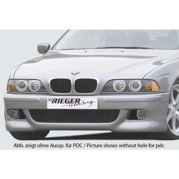 Rieger kompletní přední nárazník M5-Look pro BMW řada 5 E39 sedan, touring, plast ABS bez povrchové úpravy, s držáky originálních mlhových světlometů, pro vozy s parkovacím asistentem (PDC)