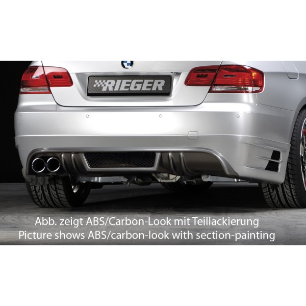 Rieger spoiler pod zadní nárazník pro BMW řada 3 E92, E93 kabriolet, kupé před faceliftem r.v. 03/07-02/10, 09/06-02/10, plast ABS bez povrchové úpravy, mimo 335i a 335d, pro vozy s dvojitou koncovkou vlevo