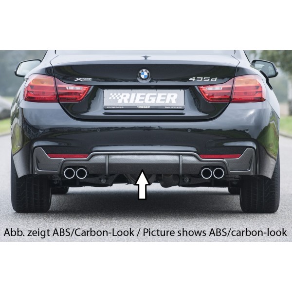 Rieger vložka zadního nárazníku pro BMW řada 4 F32, F33, F36 coupe (3-dvéř.), gran coupe (5-dvéř.), kabriolet vč. faceliftu, plast ABS bez povrchové úpravy, pro dvojité koncovky na obou stranách 4x76 mm