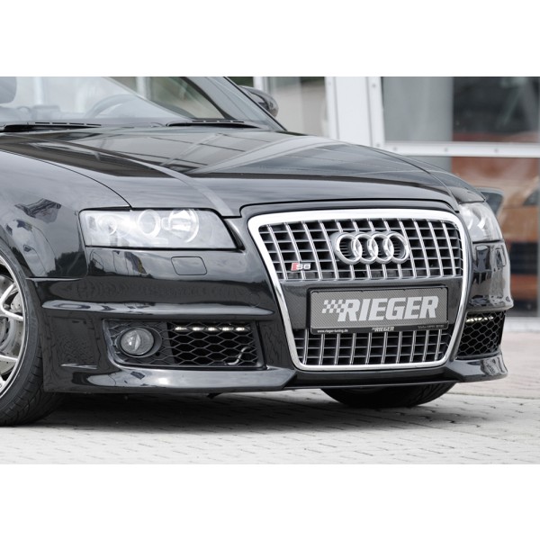 Rieger kompletní přední nárazník pro Audi A4 8H kabriolet před faceliftem, plast ABS bez povrchové úpravy, s žebrováním, s držáky originálních mlhových světel, pro vozy s ostřikovači světlometů