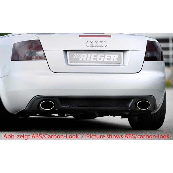 Rieger vložka zadního nárazníku pro Audi A4 8H kabriolet, plast ABS bez povrchové úpravy, pro sportovní koncovky na obou stranách 140x90 mm