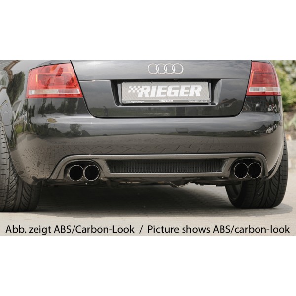 Rieger vložka zadního nárazníku pro Audi A4 8H kabriolet, plast ABS bez povrchové úpravy, pro dvojité koncovky na obou stranách 4x90 mm