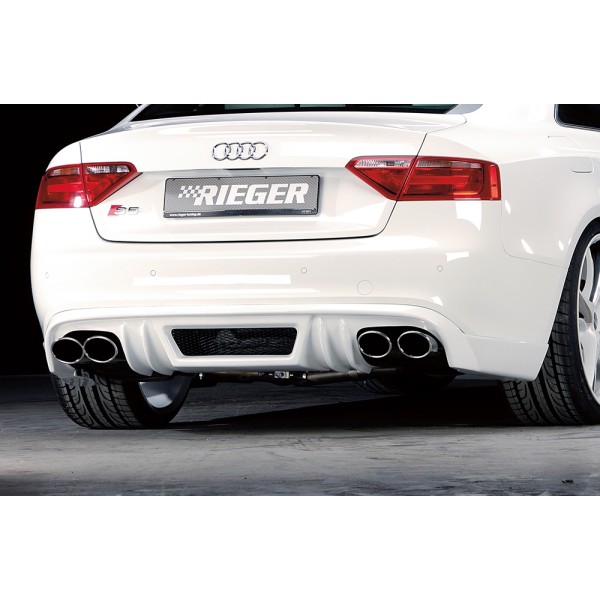 Rieger spoiler pod zadní nárazník pro Audi A5 B8, B81 Sportback před faceliftem r.v. 06/07-07/11, plast ABS bez povrchové úpravy, pro dvojité koncovky na obou stranách 4x115x85 mm