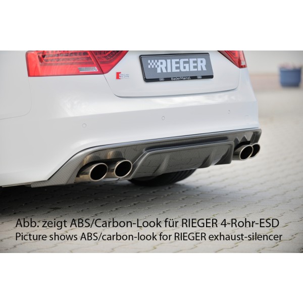 Rieger vložka zadního nárazníku pro Audi A5 B8, B81 kabriolet, kupé po faceliftu, plast ABS bez povrchové úpravy, S-Line, pro orig. dvojitou koncovku vlevo