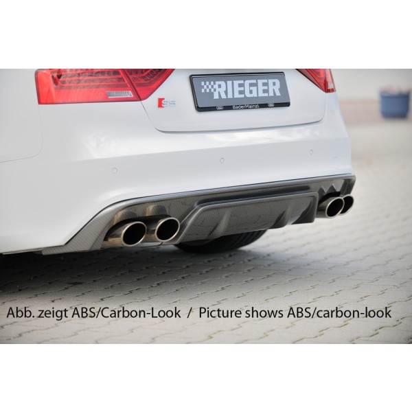 Rieger vložka zadního nárazníku pro Audi A5 S5 B8, B81 kabriolet, kupé po faceliftu, plast ABS bez povrchové úpravy, pro dvojité koncovky na obou stranách 115x85 mm
