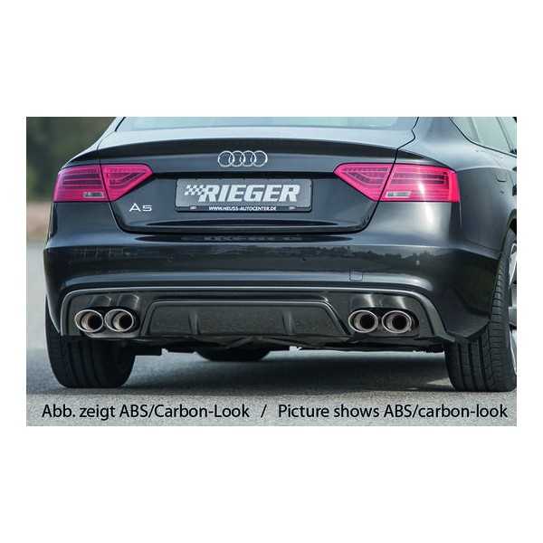 Rieger vložka zadního nárazníku pro Audi A5 B8, B81 Sportback po faceliftu, plast ABS bez povrchové úpravy, pro dvojité koncovky na obou stranách 115x85 mm