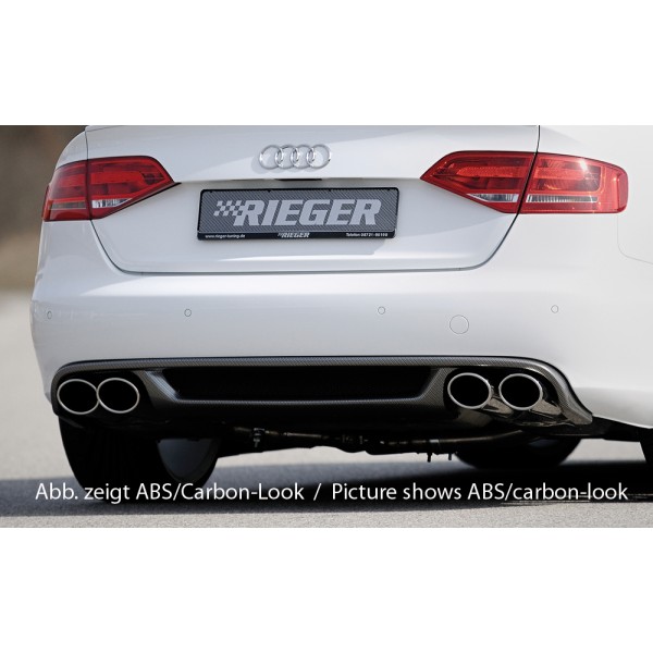 Rieger vložka zadního nárazníku pro Audi A4 B8, B81 avant, sedan před faceliftem, plast ABS bez povrchové úpravy, mimo S-Line, pro sportovní koncovky na obou stranách 4x115x85 mm