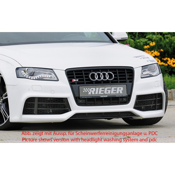 Rieger kompletní přední nárazník pro Audi A4 S4 B8, B81 avant, sedan před faceliftem, plast ABS bez povrchové úpravy, pro vozy s ostřikovači světlometů