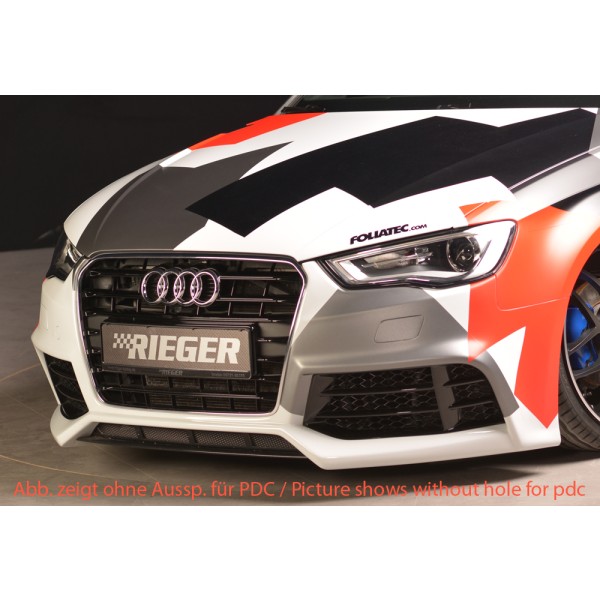 Rieger kompletní přední nárazník pro Audi A3 S3 8V 3-dvéř. (hatchback 8V1), 5-dvéř. (sportback 8VA) před faceliftem, plast ABS bez povrchové úpravy, pro vozy s ostřikovači světlometů a parkovacím asistentem (PDC)