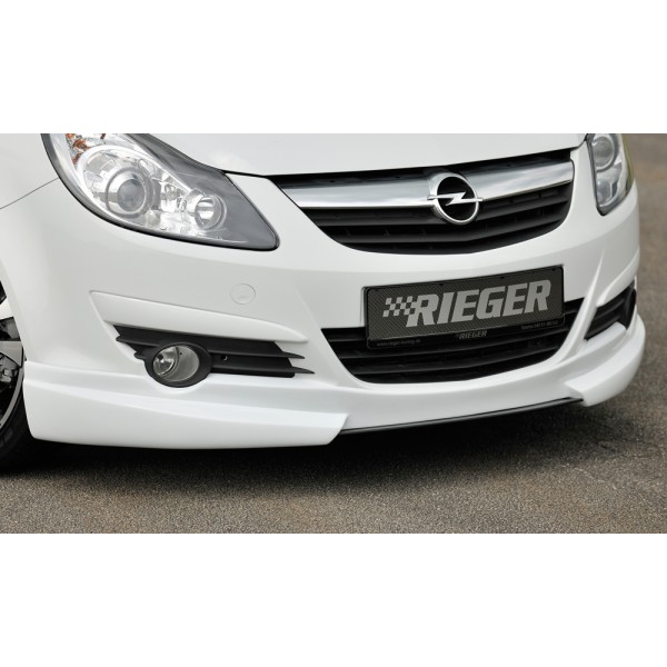 Rieger spoiler pod přední nárazník pro Opel Corsa D 3-dvéř., 5-dvéř. před faceliftem, r.v. 07/06-12/10, plast ABS bez povrchové úpravy, bez žebrování