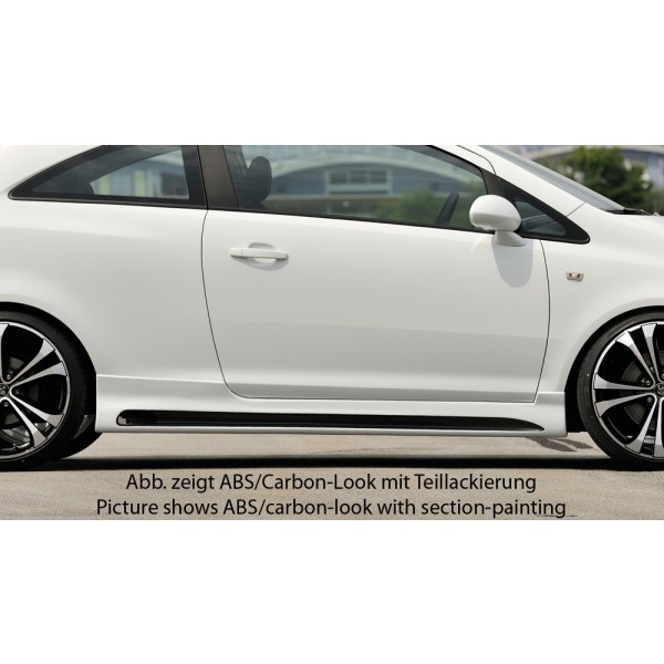 Rieger boční práh mont. strana pravá pro Opel Corsa D 3-dvéř. vč. faceliftu, r.v. 01/11-, 07/06-12/10, plast ABS bez povrchové úpravy, s prolisem a výřezem
