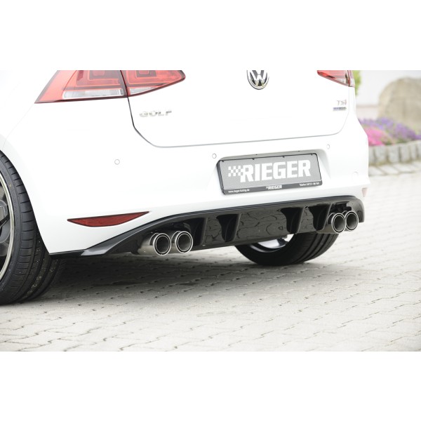 Rieger vložka zadního nárazníku pro Volkswagen Golf 7 vč. GTI, GTI Clubsport 3-dvéř., 5-dvéř. před faceliftem, plast ABS lakovaný do černé lesklé barvy, pro dvojité koncovky na obou stranách