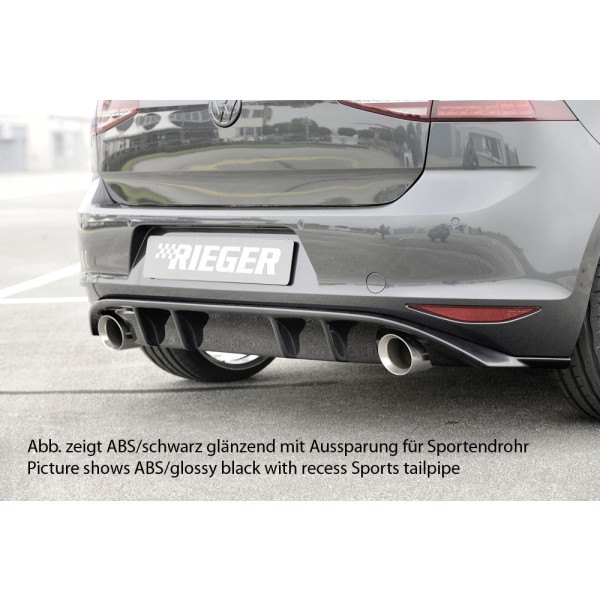 Rieger vložka zadního nárazníku pro Volkswagen Golf 7 GTI 3-dvéř., 5-dvéř. před faceliftem, plast ABS lakovaný do černé lesklé barvy