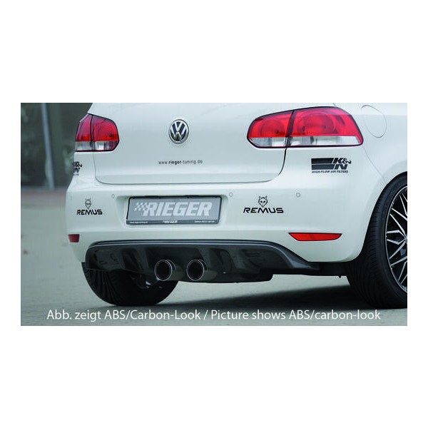 Rieger vložka zadního nárazníku pro Volkswagen Golf 6 3-dvéř., 5-dvéř., plast ABS s povrchovou úpravou Carbon-Look, pro dvojitou koncovku uprostřed