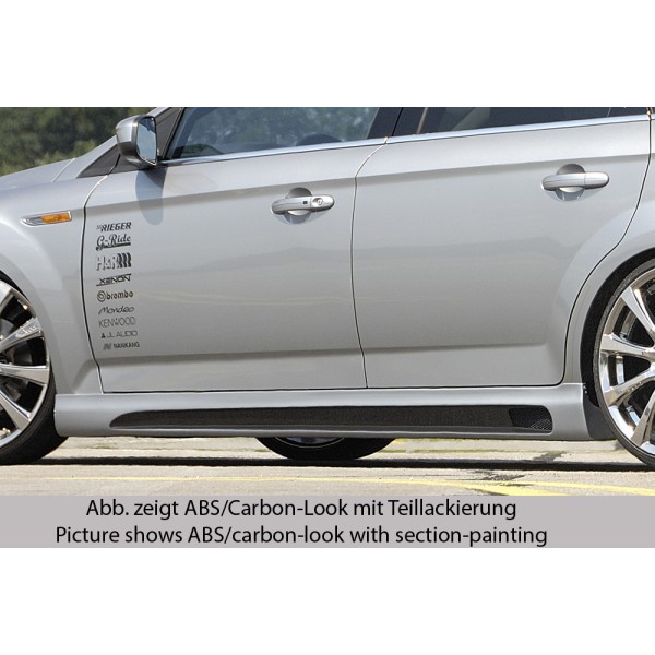 Rieger boční práh SG-Design mont. strana levá pro Ford Mondeo BA7 combi, fastback, sedan vč. faceliftu, r.v. 03/07-09/10, 10/10-09/14, plast ABS s povrchovou úpravou Carbon-Look, s prolisem a výřezem
