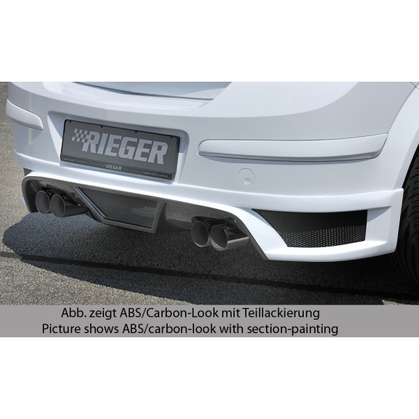 Rieger spoiler pod zadní nárazník pro Opel Astra H 5-dvéř., hatchback, notchback r.v. 03/04-, plast ABS s povrchovou úpravou Carbon-Look, pro dvojité koncovky na obou stranách