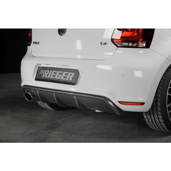 Rieger vložka zadního nárazníku pro Volkswagen Polo 6 GTI 3-dvéř., 5-dvéř. před faceliftem, plast ABS s povrchovou úpravou Carbon-Look