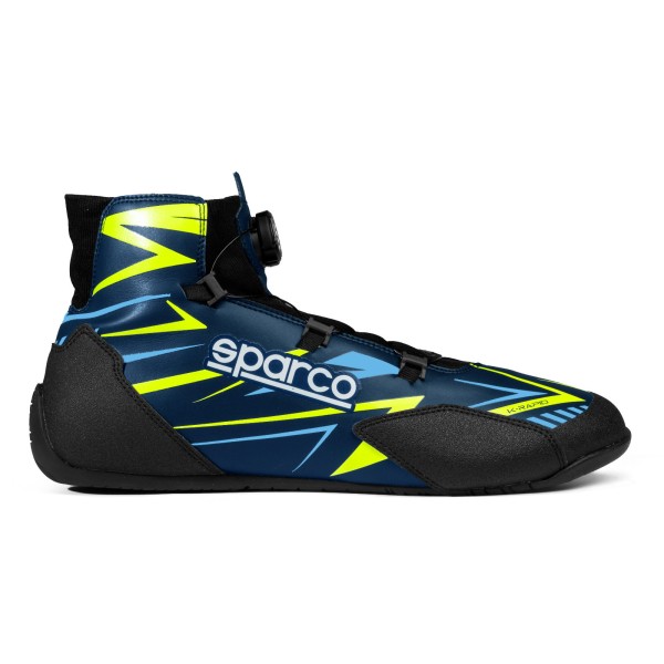Kartingové boty Sparco K-RAPID s otočným mechanismem zapínání, s homologací FIA, barva: modro-žlutá