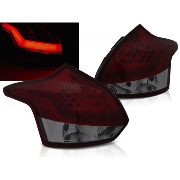 FORD FOCUS 3 11-14 HTB - zadní LED světla červeno kouřová LED BAR