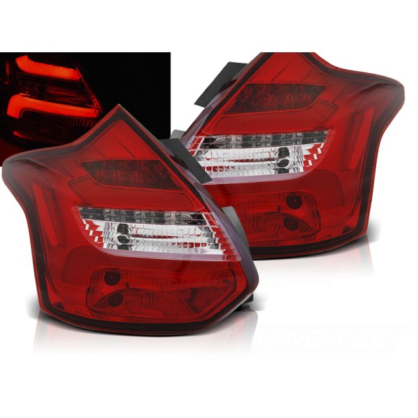 FORD FOCUS 3 11-14 HTB - zadní LED světla červeno bílá s dynamickým blinkrem