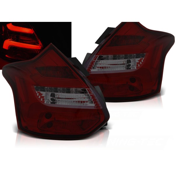 FORD FOCUS 3 11-14 HTB - zadní LED světla červeno kouřová s dynamickým blinkrem
