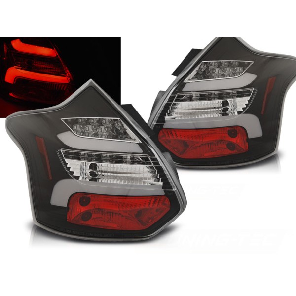 FORD FOCUS 3 11-14 HTB - zadní LED světla černá s dynamickým blinkrem