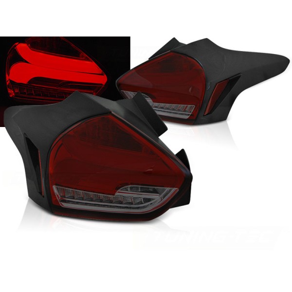 FORD FOCUS 3 15-18 HTB - zadní LED světla červená LED BAR s dynamickým blinkrem