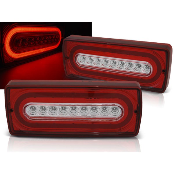 MERCEDES W461/W463 G-KLASA 90-12 - zadní LED světla červeno bílá s dynamickým blinkrem