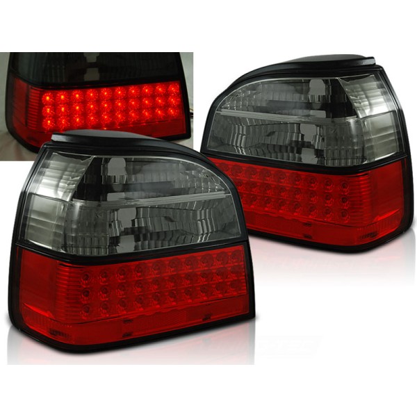 VW GOLF 3 91-97 HTB. / CABRIO - zadní LED světla červeno kouřová