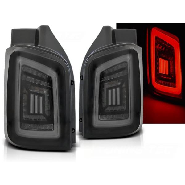 VW T5 03-09 / 10-15 - zadní LED světla černo kouřová LED BAR s dynamickým blinkrem