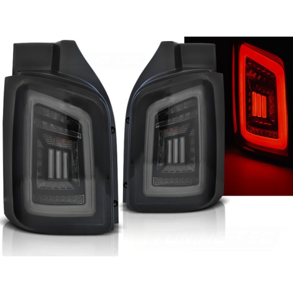 VW T5 03-09 / 10-15 - zadní LED světla černo kouřová LED BAR s dynamickým blinkrem
