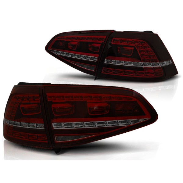 VW GOLF 7 13-17 HTB. - zadní LED světla červeno kouřová GTI LOOK s dynamickým blinkrem