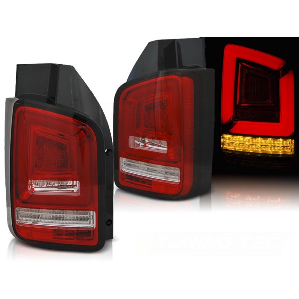 VW T6 15-19 TWIN DOOR - zadní LED světla červeno bílá LED BAR s dynamickým blinkrem