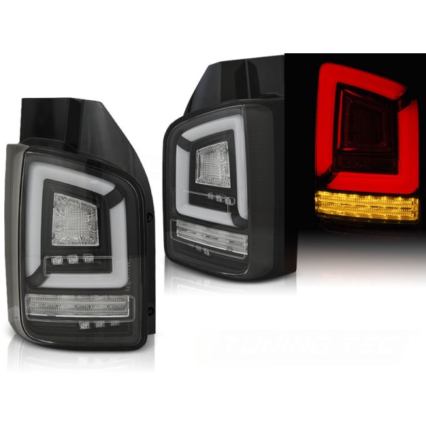 VW T6 15-19 TWIN DOOR - zadní LED světla černá LED BAR s dynamickým blinkrem