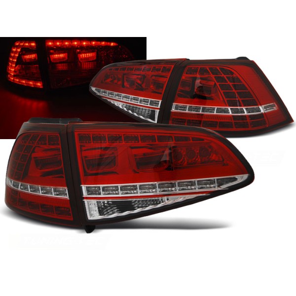 VW GOLF 7 13-17 HTB. - zadní LED světla červeno bílé GTI LOOK s dynamickým blinkrem