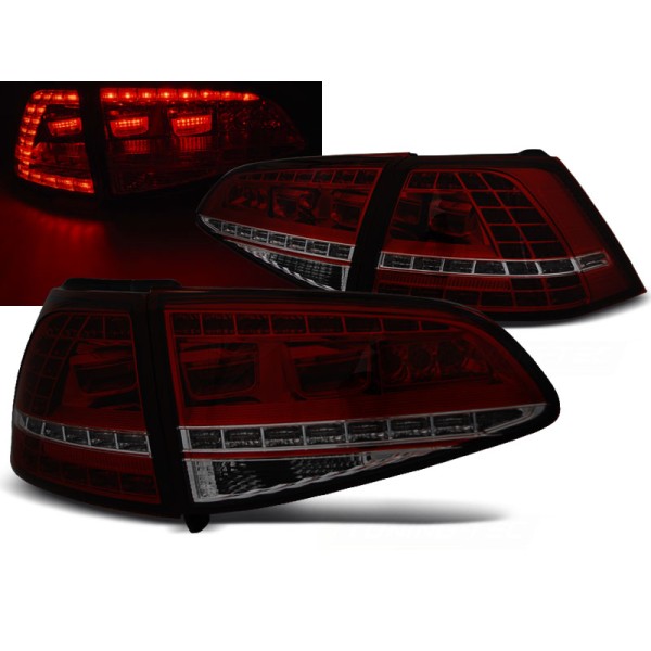 VW GOLF 7 13-17 HTB. - zadní LED světla červeno kouřová GTI LOOK s dynamickým blinkrem
