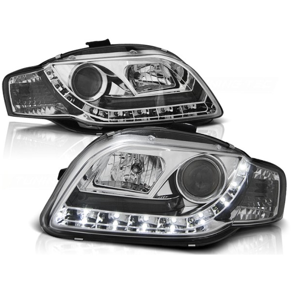 Audi A4 04-09 - přední chrom světla s LED svícením