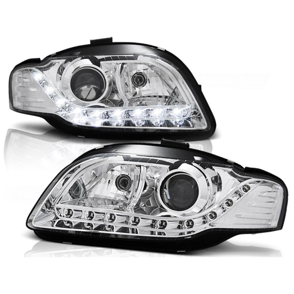 Audi A4 04-09 - přední chrom světla s LED svícením