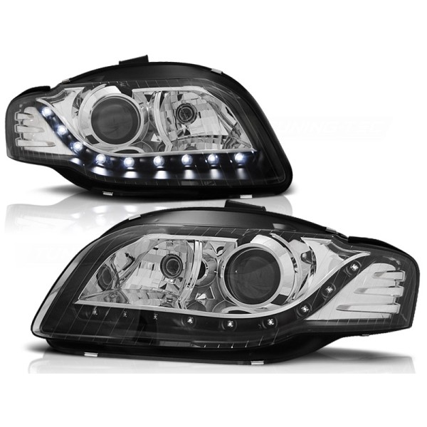 Audi A4 04-09 - přední černá světla s LED svícením
