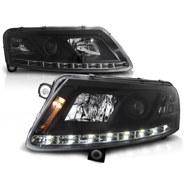 Audi A6 04-08 - přední černé světla s LED denním svícením pro xenon