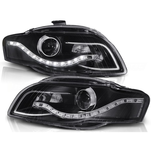 Audi A4 04-09 - přední černé světla s LED denním svícením