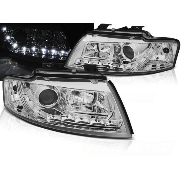 Audi A4 02-06 cabrio - přední chrom světla s LED svícením