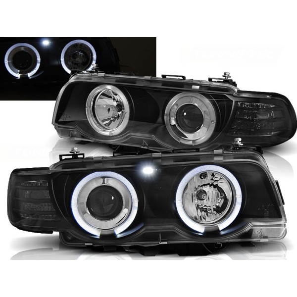 BMW E38 98-01 - přední černá světla s ANGEL EYES
