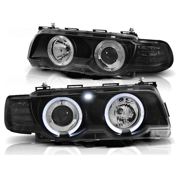 BMW E38 98-01 - přední černá světla s ANGEL EYES pro xenon