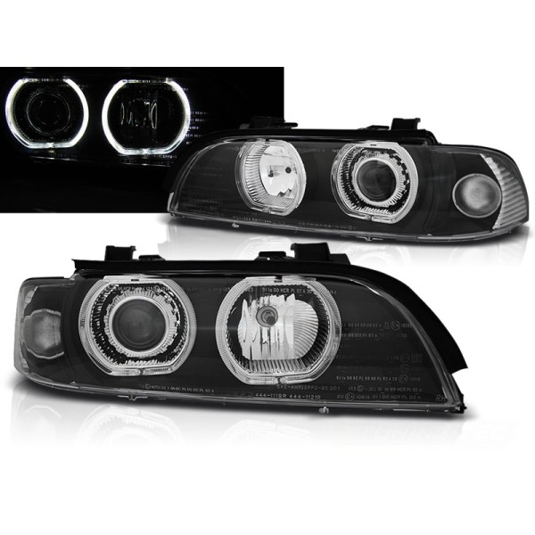 BMW E39 95-03 - přední černá světla s ANGEL EYES LED