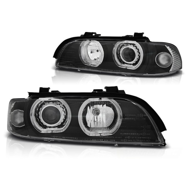 BMW E39 95-03 - přední černá světla s ANGEL EYES LED pro xenon